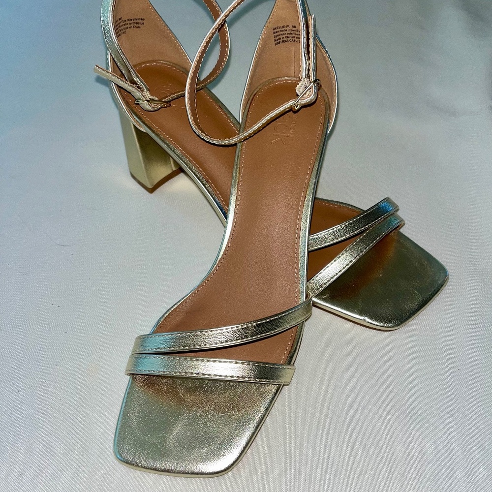Strappy gold heels, size 8M
